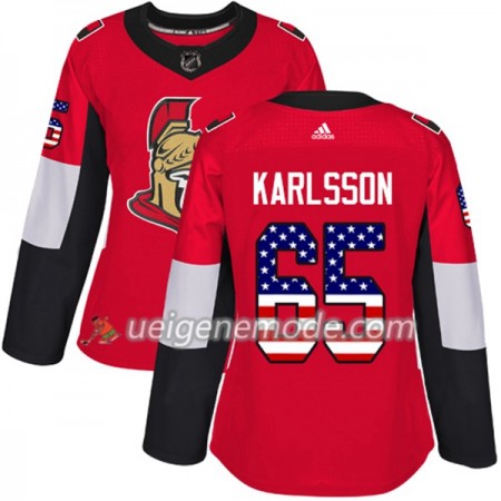 Dame Eishockey Ottawa Senators Trikot Erik Karlsson 65 Adidas 2017-2018 Rot USA Flag Fashion Authentic